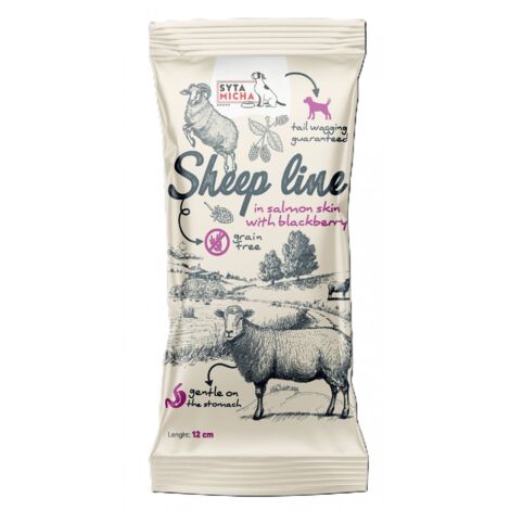 Syta Micha  Línea Oveja  Hueso masticable - Oveja en piel de salmón con mora 12cm