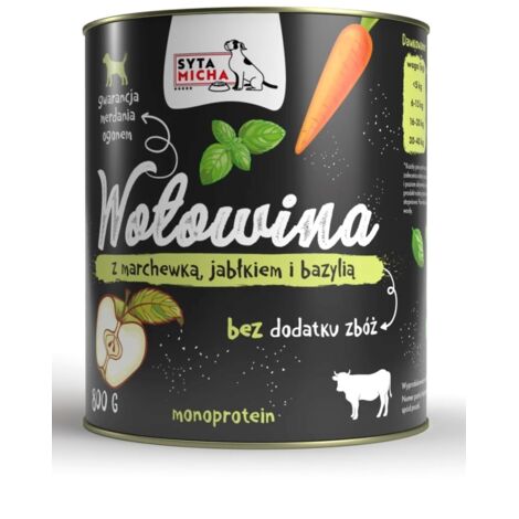 SYTA MICHA manzo con carota, mela e basilico Cibo umido per cani 6x800g