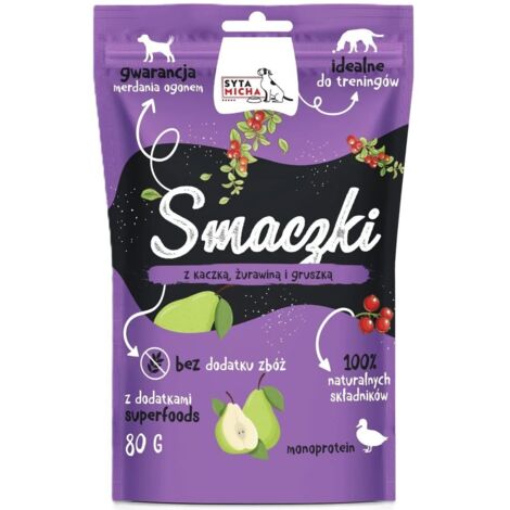 Syta Micha  Premios para perros  Paquete de 80 g - Premios para perros con pato, arándanos y pera (80 g)