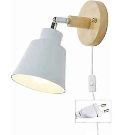 szFOEj  Applique murale avec câble E27, lampe de chevet à rotation libre, applique d'intérieur avec interrupteur pour chambre