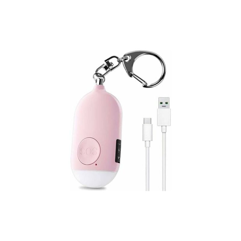 Szfqls 130 db Personal Emergency Alarm Rechargeable Security Alarm with led Flashlight Burglar Alarm for Women Kids Elderly Adventurers - cruel Pink