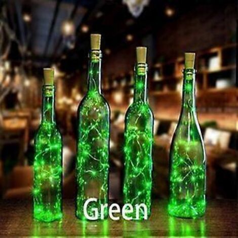 SZTXJ Lot de 10 guirlandes lumineuses pour bouteilles de vin avec bouchon, 10 LED à piles, fil de cuivre argenté, mini guirlandes colorées pour bricolage, fêtes, décoration