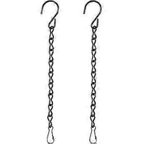 SZTXJ Lot de 2 chaînes de suspension pour mangeoires à oiseaux, jardinières, lanternes et décorations (9,5 pouces, noir)