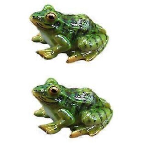 SZTXJ Lot de 2 mini-statues de grenouilles en résine, sculptures animales, décoration intérieure et extérieure pour jardin, terrasse, cour, micro-paysage, ornements pour jardin féérique, 6,5 x 5,5 x 3