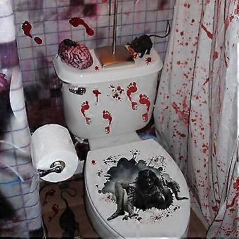 SZTXJ Lot de 2 stickers muraux d'Halloween 3D, stickers muraux terrifiants à faire soi-même, décoration effrayante pour la maison, salle de bain, créatures sombres et sanglantes hurlantes, décoration 