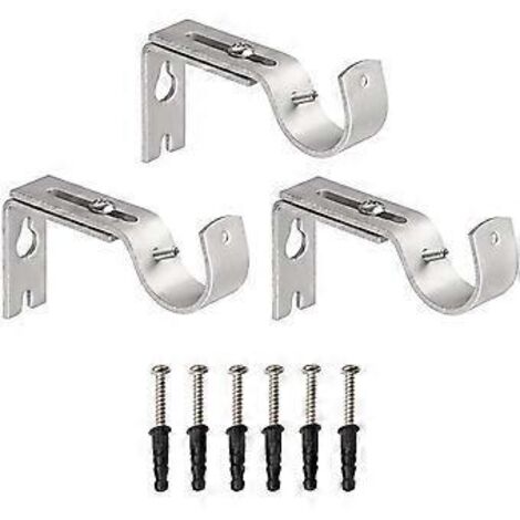 SZTXJ Lot de 3 supports de tringle à rideaux muraux réglables en métal robuste, support universel pour rideaux, support pour tringle romaine, support de tringle à rideaux réglable