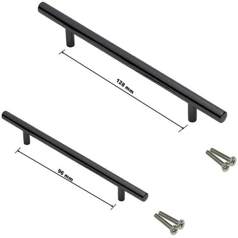 T Bar Stick Maniglie per porte dell'armadio da cucina Armadio Cassetto Mobili per camera da letto Pull Nero 96mm 20pcs