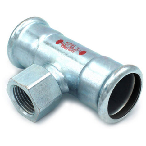 T CON DERIVAZIONE FILETTO F A PRESSARE IN ACCIAIO CARBONIO STEEL PRES- 1/2 x 18 x 18- R.M.- pezzi 1