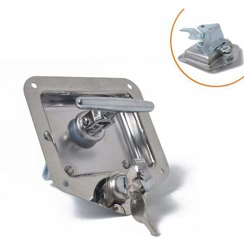 Lauwexe - t Forme Acier Inoxydable Remorque rv Voyage Serrure Anti-vol Boîte à Outils Poignée Serrure de Porte pour Caravane Camion Camp Motorhome