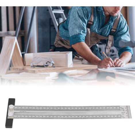 [T-Marker-Winkel für Schreinerarbeiten] Positionier- und Skriptlineal mit Loch und hoher Präzision, 300 mm, aus CNC-gefrästem Edelstahl für professionelle Schreinerarbeiten