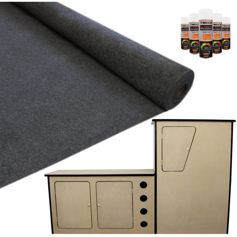 Monster-shop - 11sqm Anthracite Van Lining & Glue With Camper Kitchen