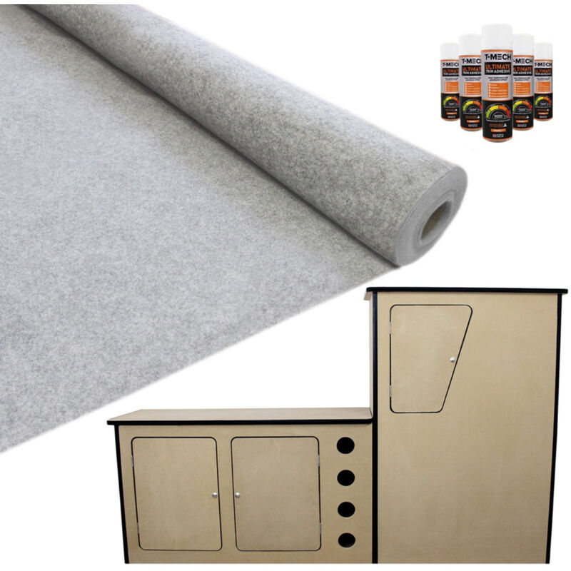11sqm Silver Grey Van Lining & Glue With Camper Kitchen Silver