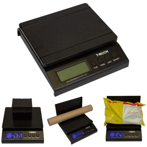 T-Mech - Bilancia Postale Digitale Nera 38kg con 4 Modalità di Peso
