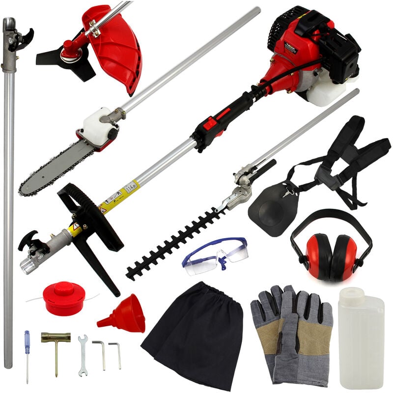 

T-Mech - Cortacésped Multifunción 5en1 de 52cc para Jardinería & Kit de Seguridad