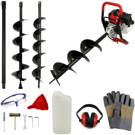T-Mech - Motoperforadora de Tierra 3Cv con 3 Diferentes Diámetros & Kit de Seguridad