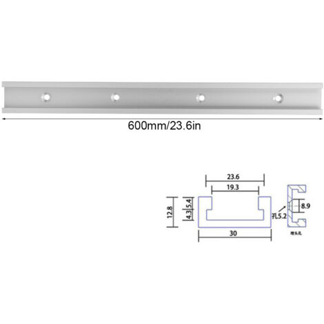 T-Nut-Führungslehre aus Aluminiumlegierung für Gehrungsschnitte, Holzbearbeitungswerkzeug (600 mm)
