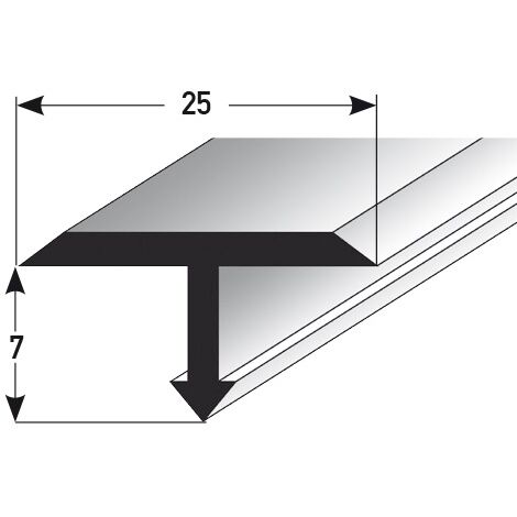 T-Profil Tijola für Übergänge, Montageprofil / Bauprofil, aus Aluminium oder Edelstahl-14 mm-5 mm-silber - silber