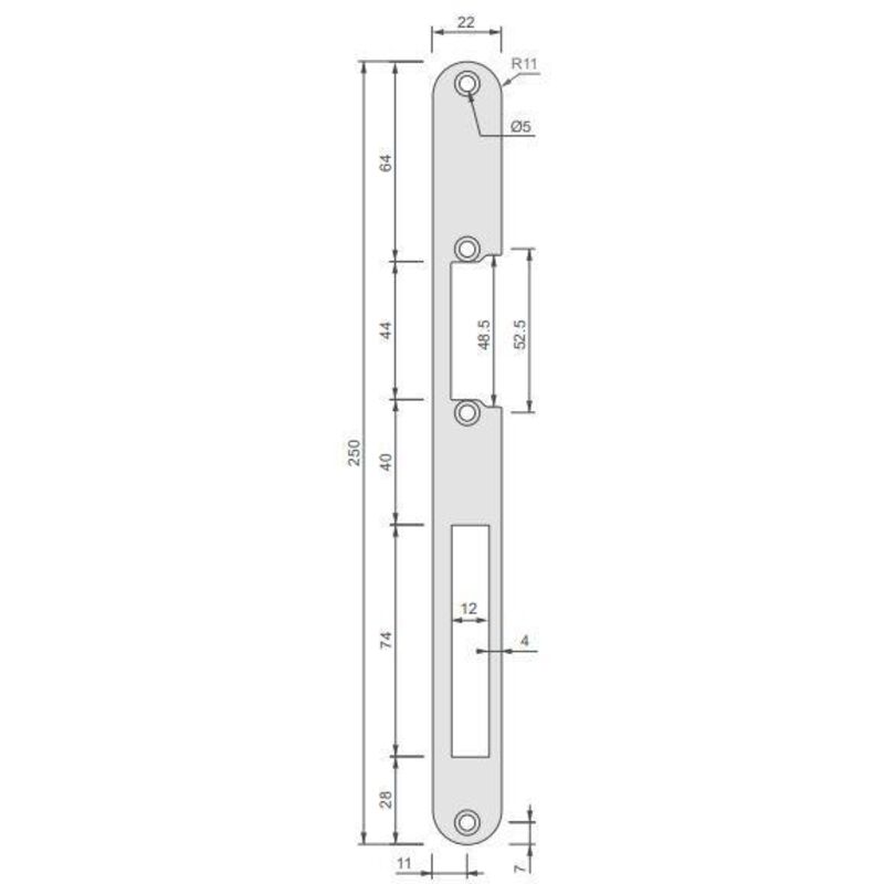 Select Têtières Platte Arrondie Edelstahl 130 mm