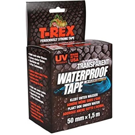 T-Rex Waterproof Tape Transparent - Nastro armato impermeabile - Nastro sigillante ideale per piscine ed esterni - Resistente ai raggi UV e al calore - 50 mm x 1,5 m