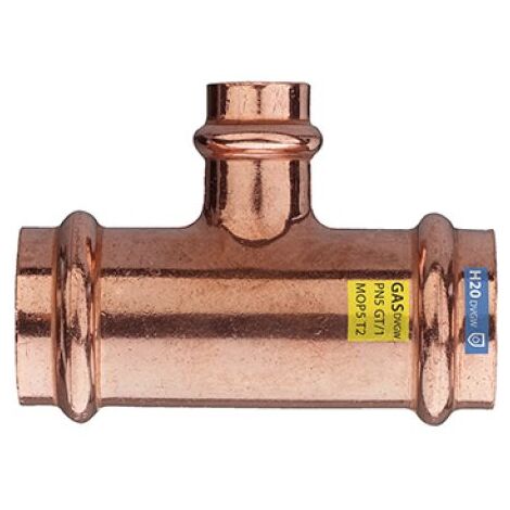T RIDOTTO FFF IN RAME A PRESSARE ACQUA/GAS Diam. 28 x 18 x 28