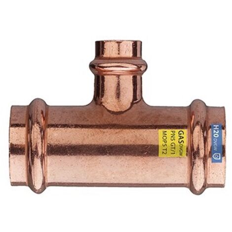 T RIDOTTO FFF IN RAME A PRESSARE ACQUA/GAS Diam. 28 x 22 x 28