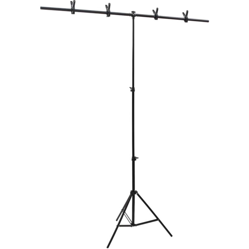 T-Shape Background Stand Black 151x60x(70-200) cm Vidaxl