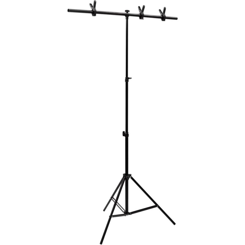 T-Shape Background Stand Black 91x60x(70-200) cm Vidaxl
