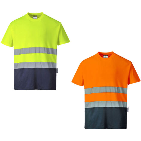 T-Shirt Baumwolle Bicolore Farbe: Orange/Navy Größe XL - Portwest