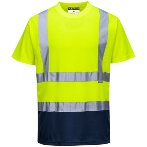 T-shirt bicolore couleur : Jaune/Marine taille XXL - PORTWEST