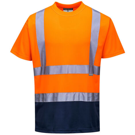T-shirt bicolore couleur : Orange/Marine taille L - PORTWEST