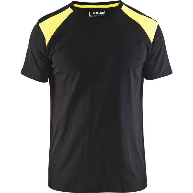 T-shirt de travail bicolore 3379 - Noir/Jaune fluo xs