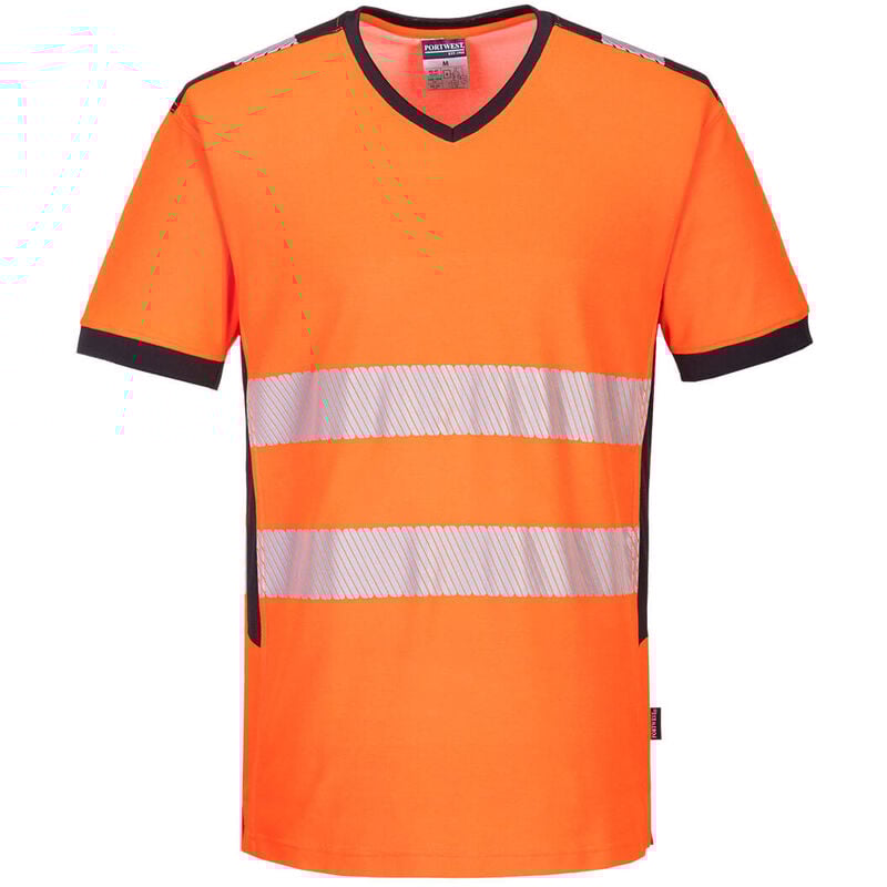 T-shirt col v PW3 Hi-Vis Orange/Noir xl