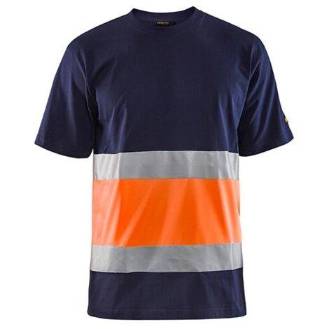T-shirt de travail haute visibilité 3387 - Marine/Orange fluo L