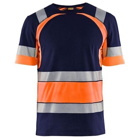 T-shirt de travail haute visibilité 3421 - Marine/Orange fluo XL