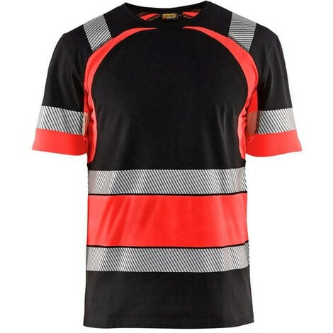 T-shirt haute-visibilité - 9955 Noir/Rouge fluo - Blaklader