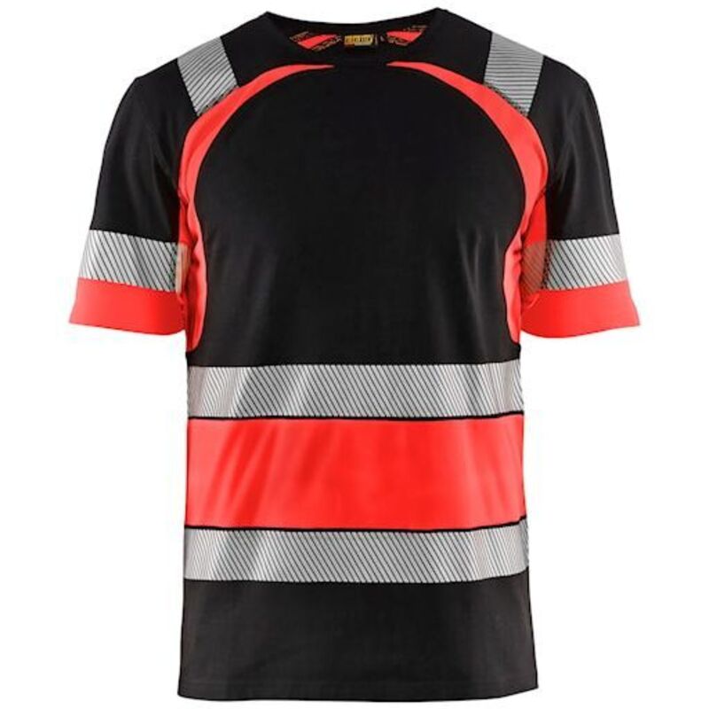 T-shirt de travail haute visibilité 3421 - Noir/Rouge fluo m