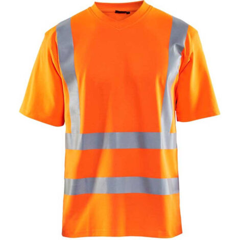 T-shirt de travail haute visibilité col V anti-UV 3380 - Orange fluo XXXL