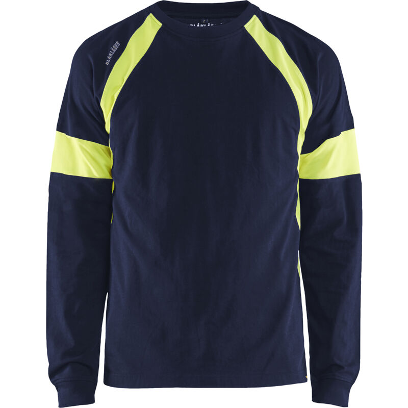 T-shirt de travail manches longues 3520 - Marine/Jaune 7XL