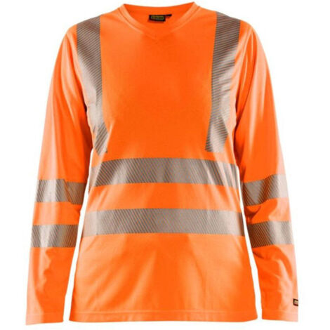 T-shirt de travail manches longues anti-odeur anti-UV HV femme 3485 - Orange fluo S