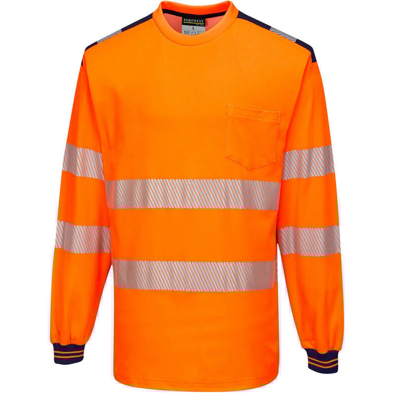PW3 T-Shirt Haute Visibilité ml couleur : Orange/Marine taille 4XL Portwest