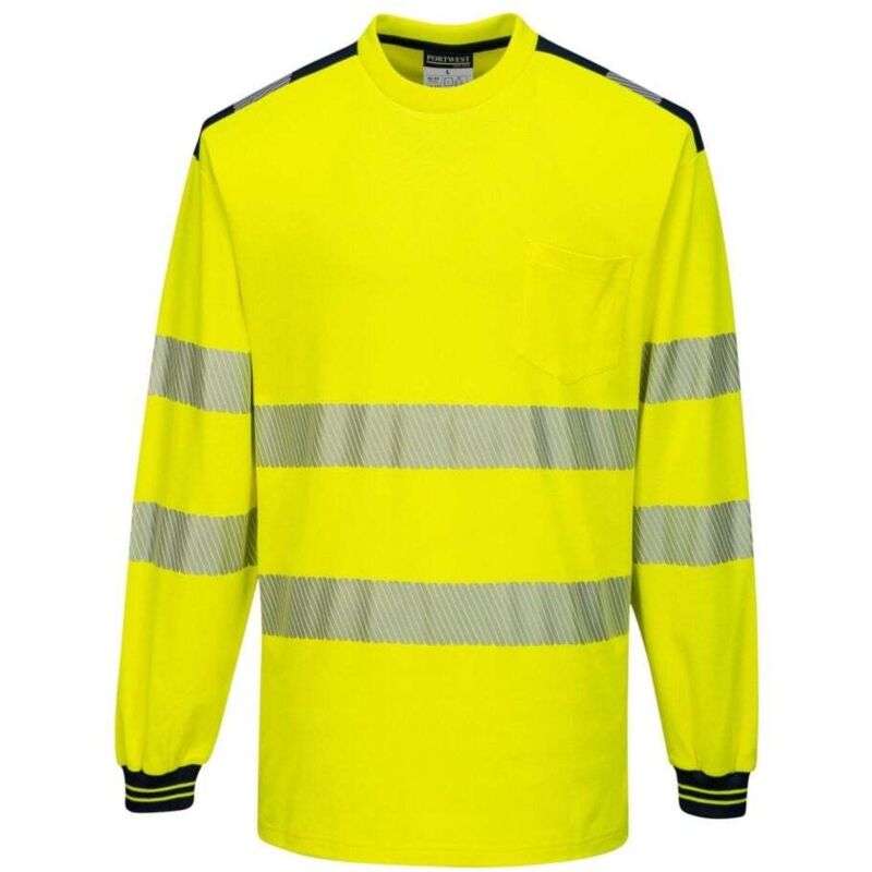 T-Shirt de travail manches longues haute visibilité bicolore Portwest PW3 Jaune / Noir l T-Shirt de travail manches longues haute visibilité bicolore Portwest PW3 Jaune / Noir l