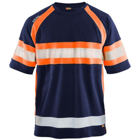 T-shirt haute-visibilité anti-UV BLAKLADER 3337 - Bleu foncé / Orange - M