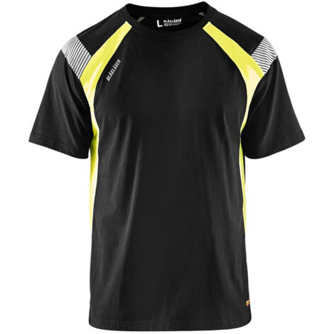T-Shirt haute visibilité Blaklader bicolore 100% coton Noir / Jaune L