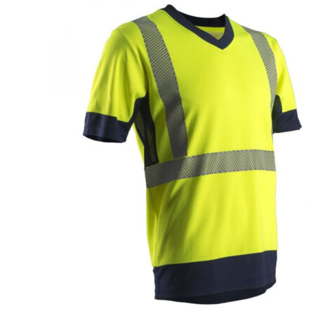 T-shirt haute visibilité manches courtes Coverguard KOMY coton majoritaire Jaune / Marine M