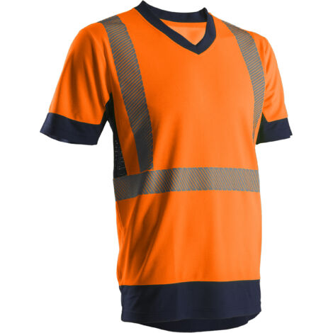 T-shirt haute visibilité manches courtes Coverguard KYRIA 100% polyester Orange / Marine XXL