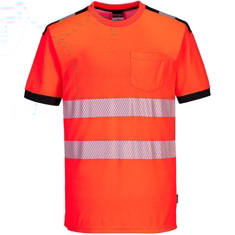 T-Shirt hv PW3 - 4XL - Rouge/noir Portwest