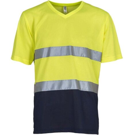 T-shirt haute visibilité Yoko TOP COOL Jaune / Marine L