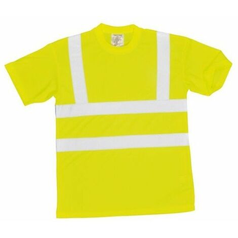 T-Shirt Homme avec bandes réfléchissantes Haute visibilité AVENUE Fluo  Taille S Couleur Jaune - Absigns SAS