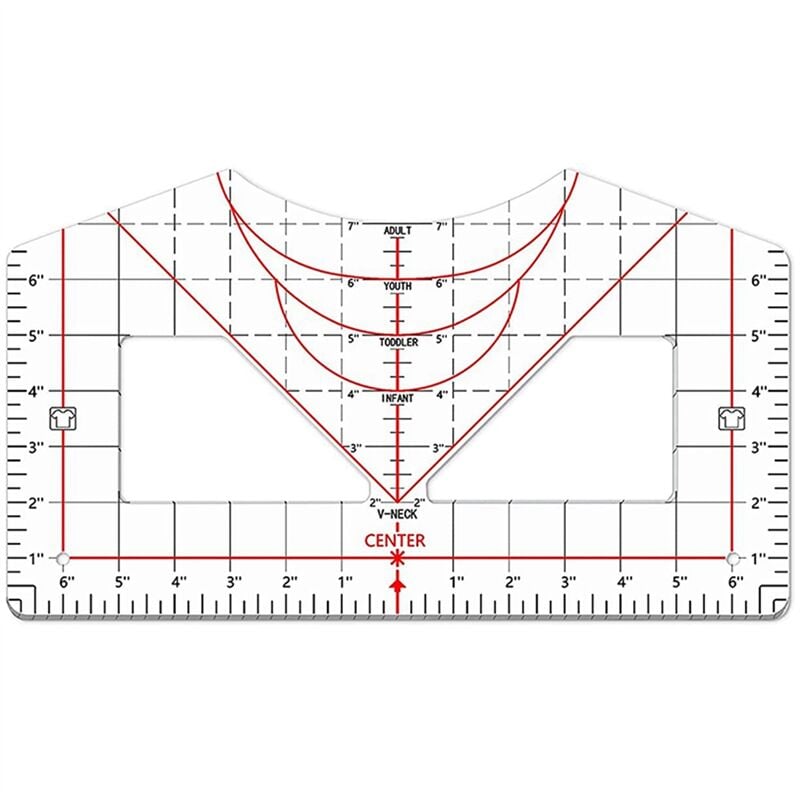 Image of T-Shirt Lineal zur Ausrichtung zentriertes Design Messwerkzeug Acryl alle Größen