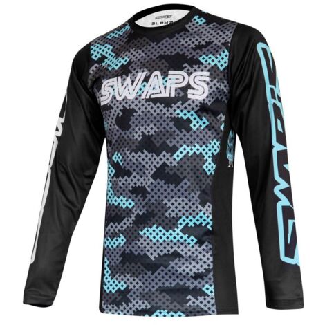 t-shirt maillot swaps camo kid blau für motorrad enduro cross